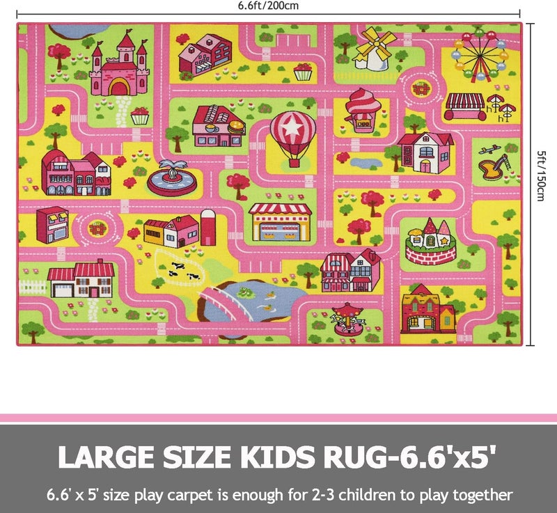 Capslpad Kids Play Rug 6.6x5.0 ft Large Size Kids Rug for Playroom Non Slip Washable Kid Car Road Carpet Educational Learning Area Rug Children Play Carpet for Bedroom,Classroom,Nursery Room Decor - Image 2